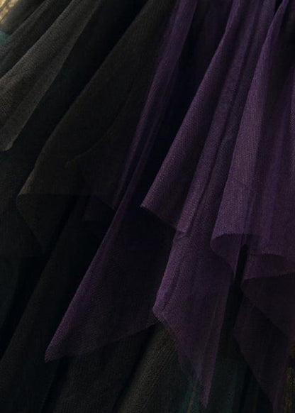 Art Tulle Asymmetrical Patchwork Fall Skirt