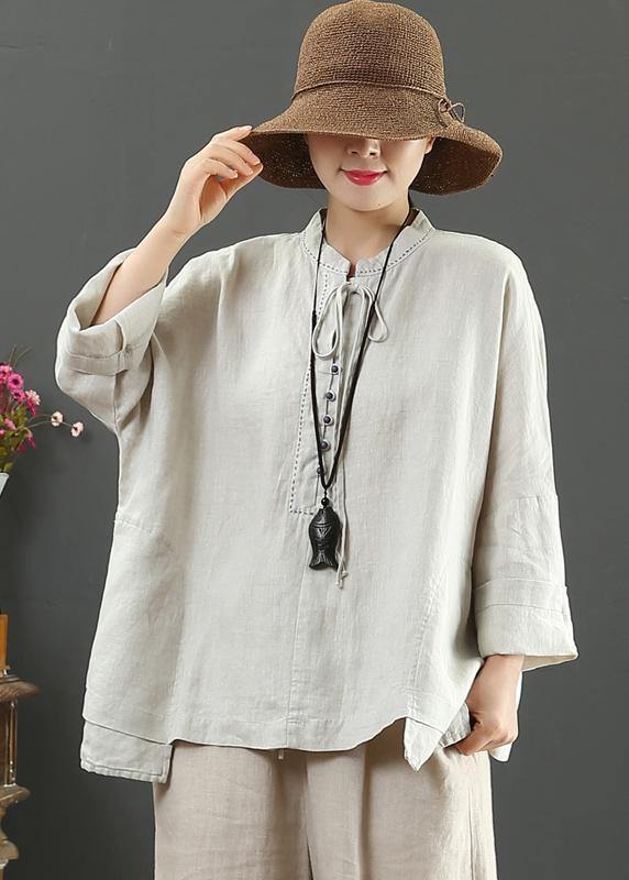Art Nude Clothes for Stand Collar Pockets Knee Spring Blouse