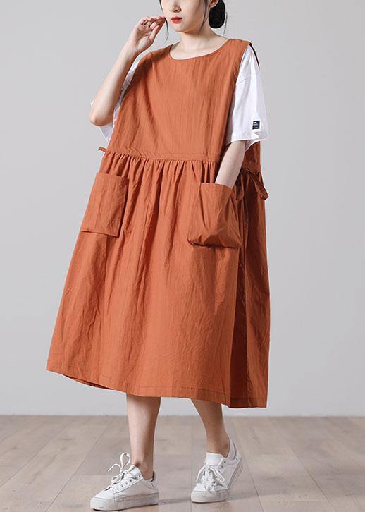 Diy Black O-neck Cotton Summer Mid Dress