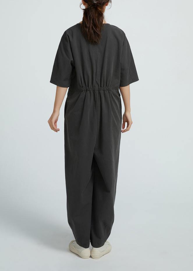 Short Sleeve All-match A-pocket Jumpsuit Pants