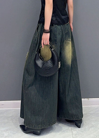 Embroideried Pockets Wide Leg Jeans