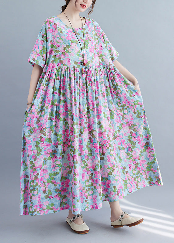 Purple Print Patchwork Holiday Long Dress Summer
