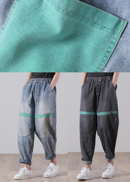 Black Patchwork Jeans Summer Cotton