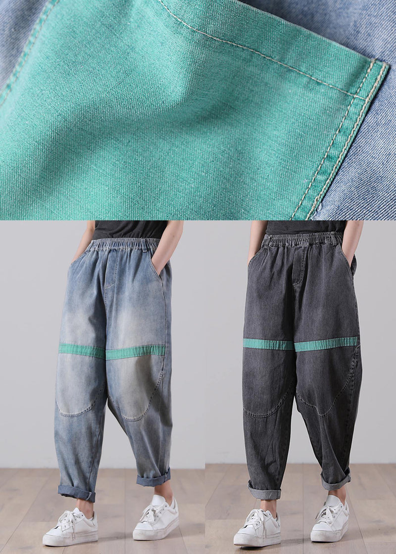 Black Patchwork Jeans Summer Cotton