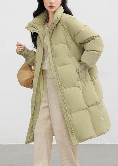 Light Green Oversized With Scarf Duck Down Puffer Jacket Winter