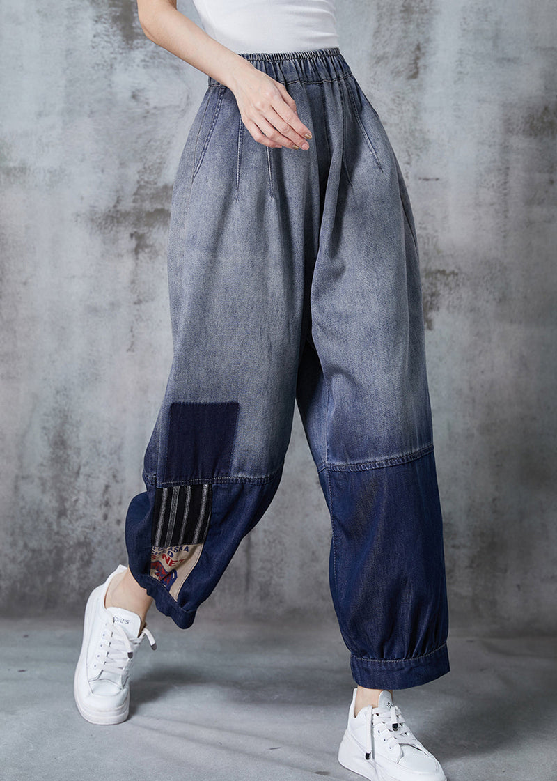 Gradient Color Oversized Patchwork Denim Pants Summer