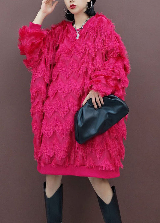 Multi Hooded Pockets Patchwork Pullover Dresses Spring