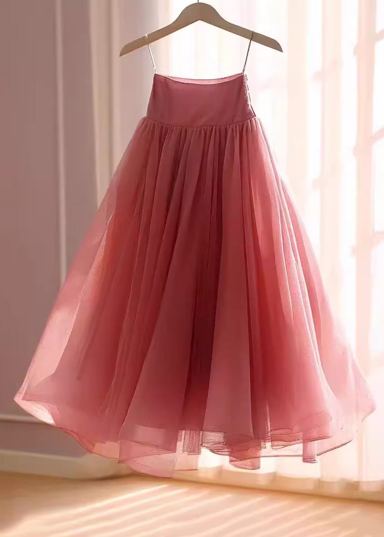 Rose High Waist Chiffon Skirts Fall