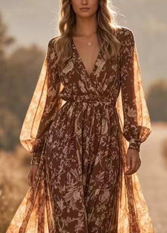 Patchwork Tunic Chiffon Maxi Holiday Dress Spring