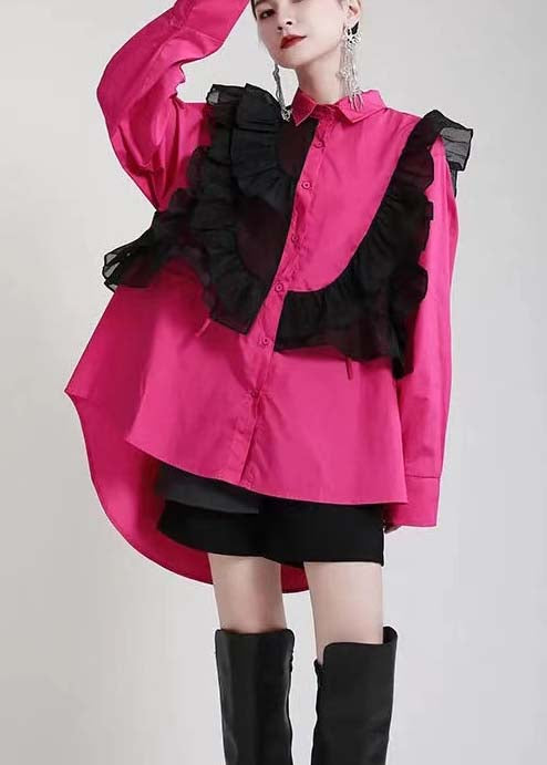 Royal Blue Ruffles Asymmetrical Shirt Dress-limited Stock