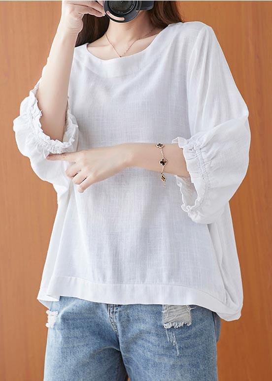 Simple White O-neck Cotton Top Summer