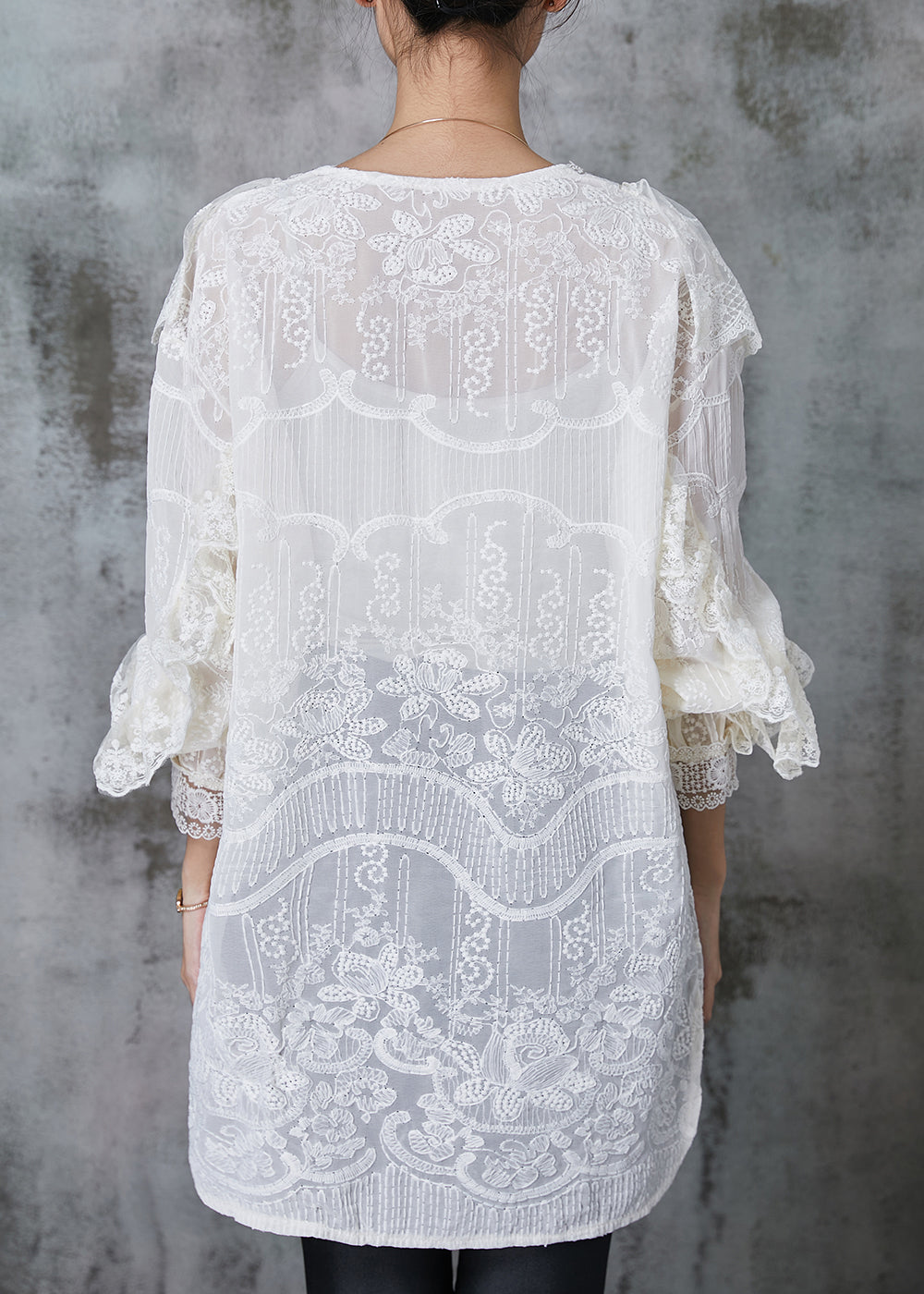 Apricot Embroidered Lace Dress Spring