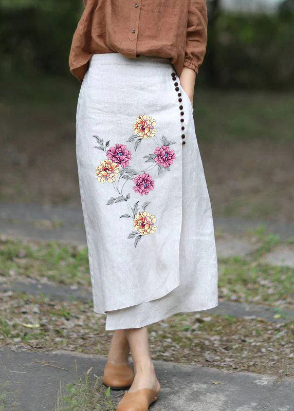 Boutique White Asymmetrical Design Elastic Waist a Line Skirts Spring