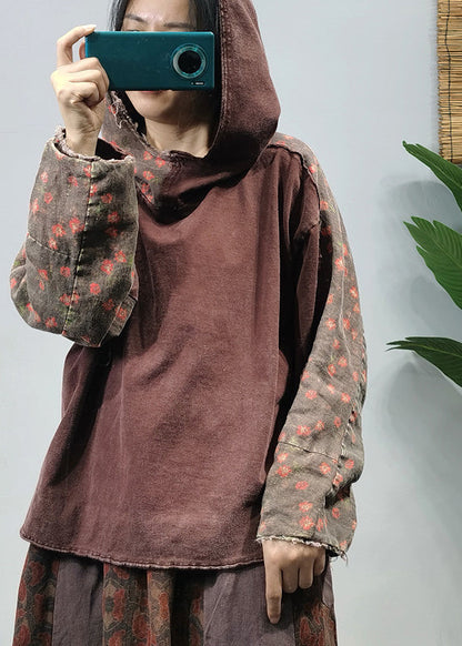Mulberry Linen Loose Sweatshirt Low High Design Long Sleeve