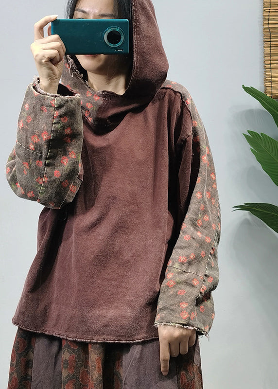 Mulberry Linen Loose Sweatshirt Low High Design Long Sleeve