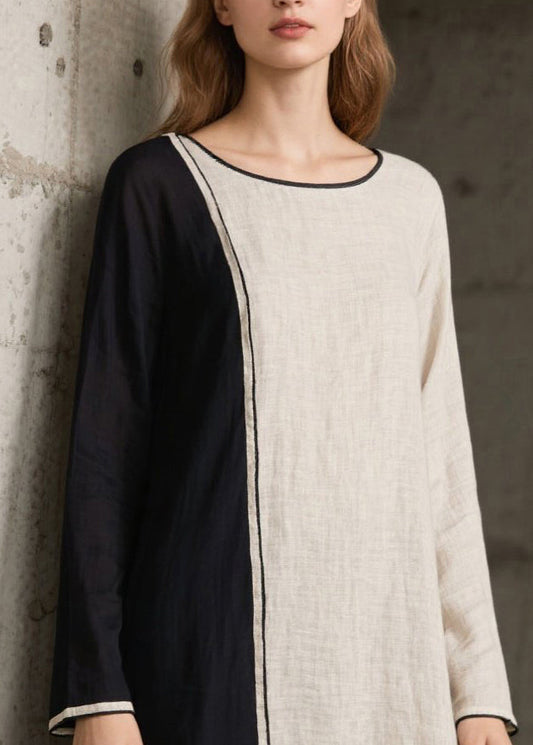 White Asymmetrical Patchwork Cotton Maxi Dress Spring
