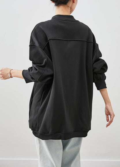 Black Oversized Cotton Jackets Fall