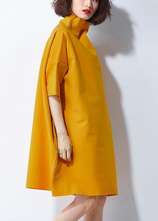 Yellow Pockets Summer Half Sleeve Maxi Dresses