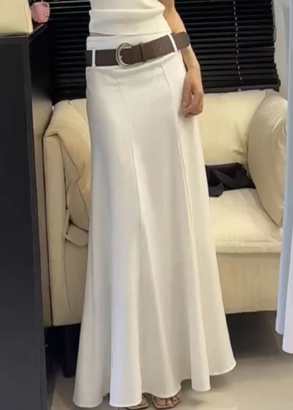 Slim Fit White High Waist Cotton Skirts Summer
