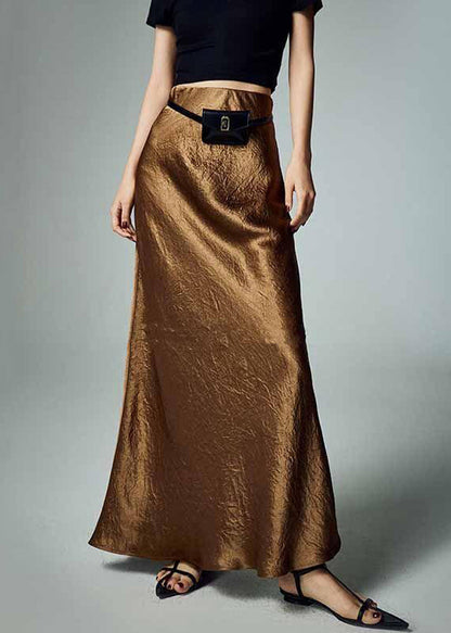 Simple Grey High Waist Silk Skirt Summer
