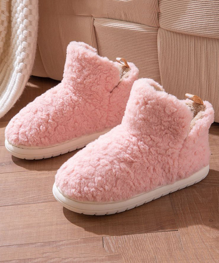Comfy Green Faux Fur Flat Shoes Fuzzy Wool Lined