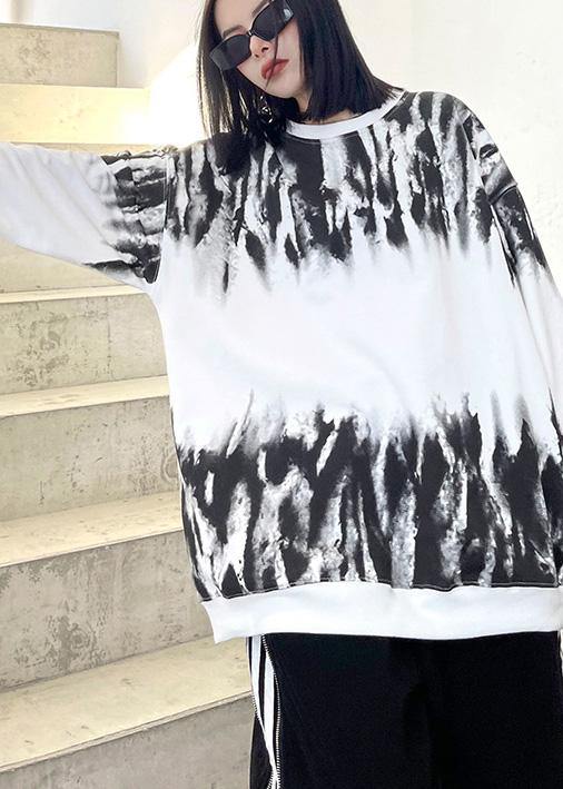 O Neck Spring Tops Design White Print Blouses