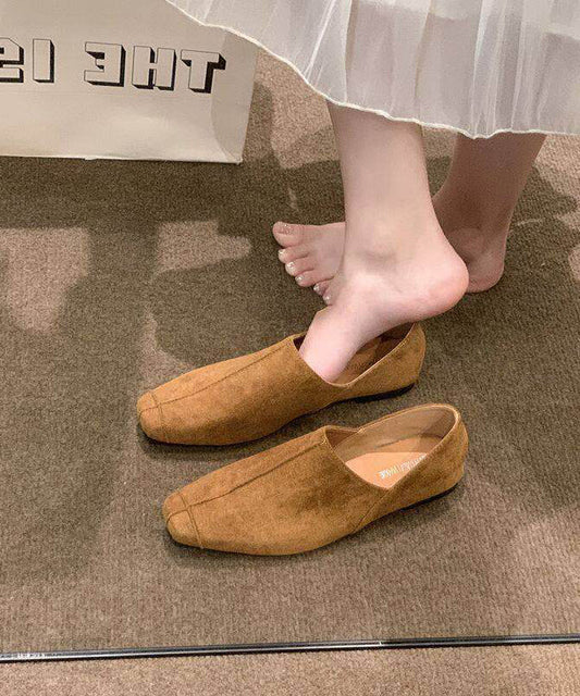 Camel Flat Shoes for Faux Leather Flat Shoes