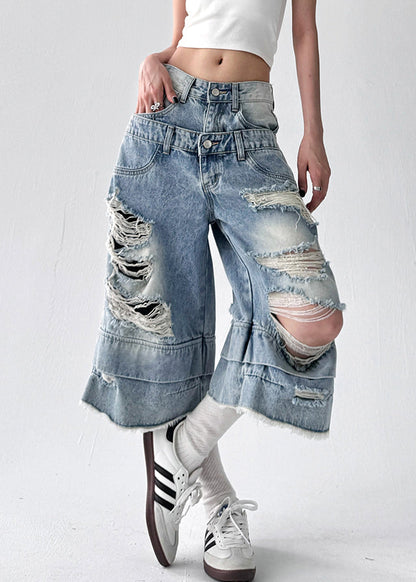 Blue Hole Original Design Denim Crop Pants Summer