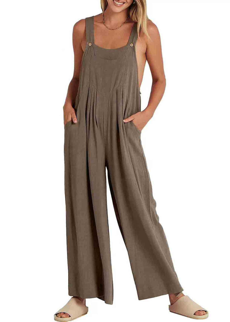 Oversized Wrinkled Linen Overalls Jumpsuits Summer