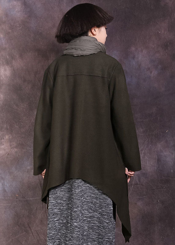 Fitted Tea Green Asymmetrical Coat Spring