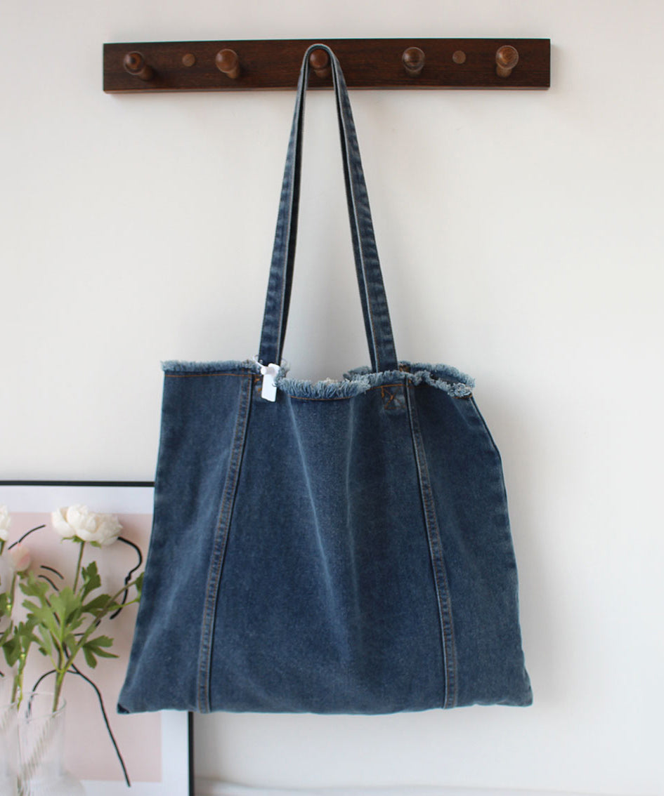 New High-capacity Torn Edge Denim Shoulder Bag