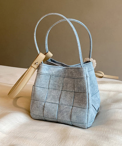Blue Denim Woven Bucket Bag