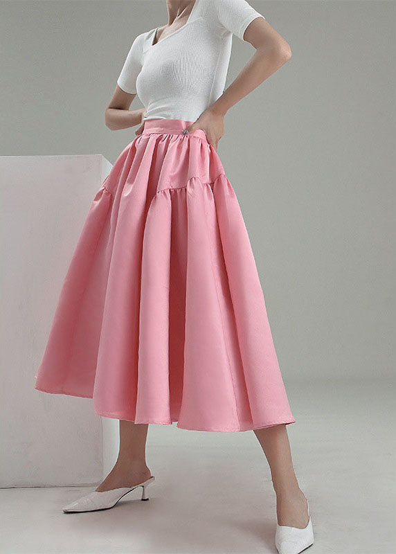 Pink Pleated Skirt Spring