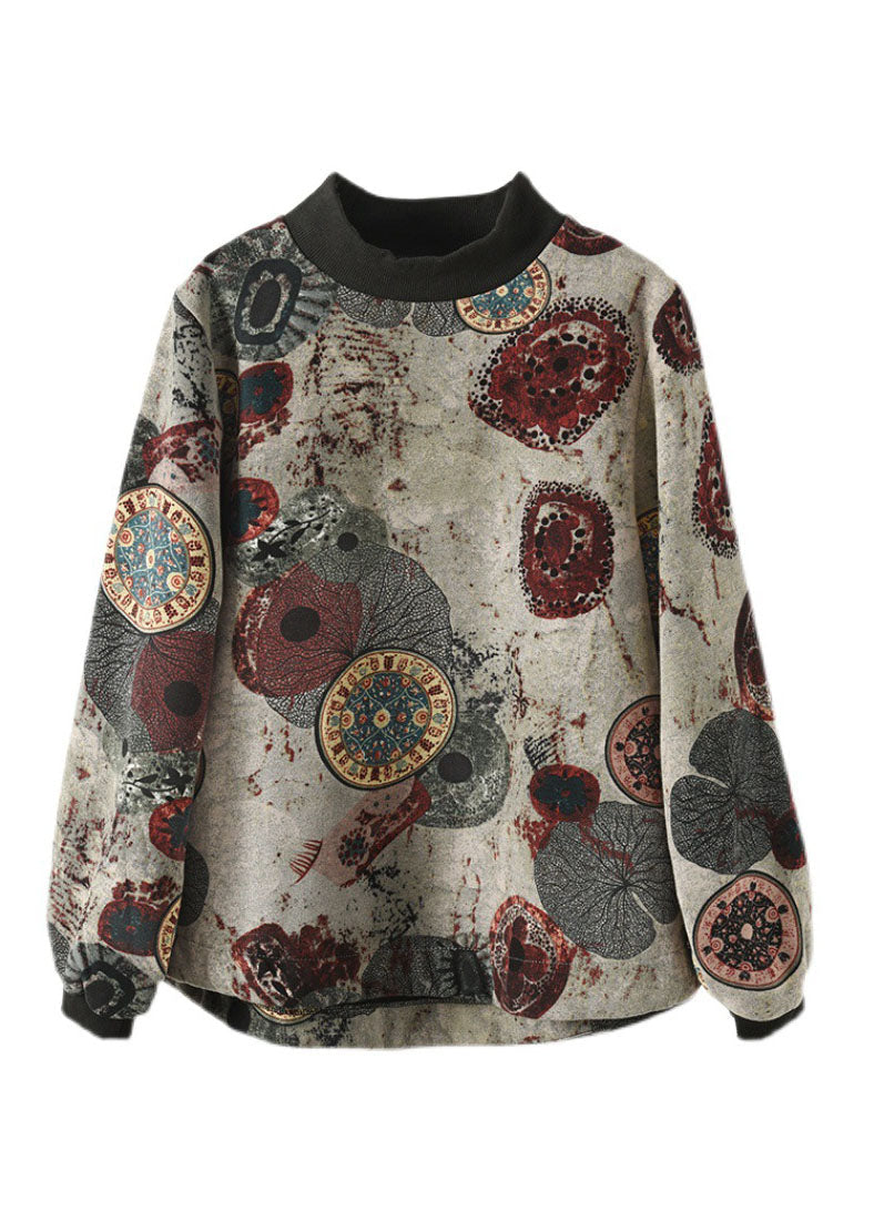 Grey Stand Collar Low High Design Sweatshirts Tops Spring