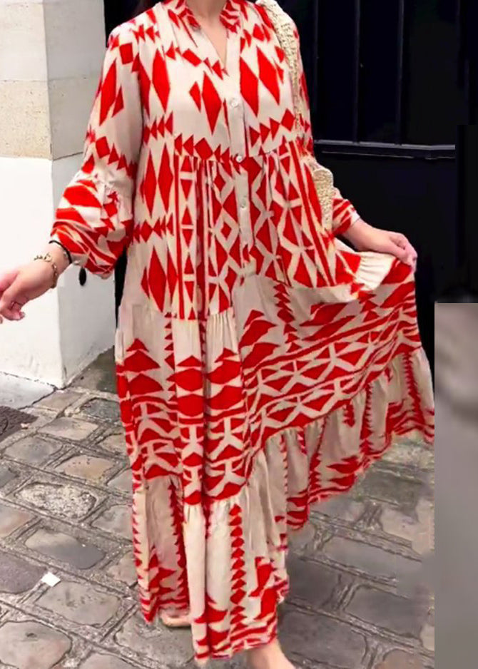 Black Stand Collar Print Long Shirts Dresses Spring