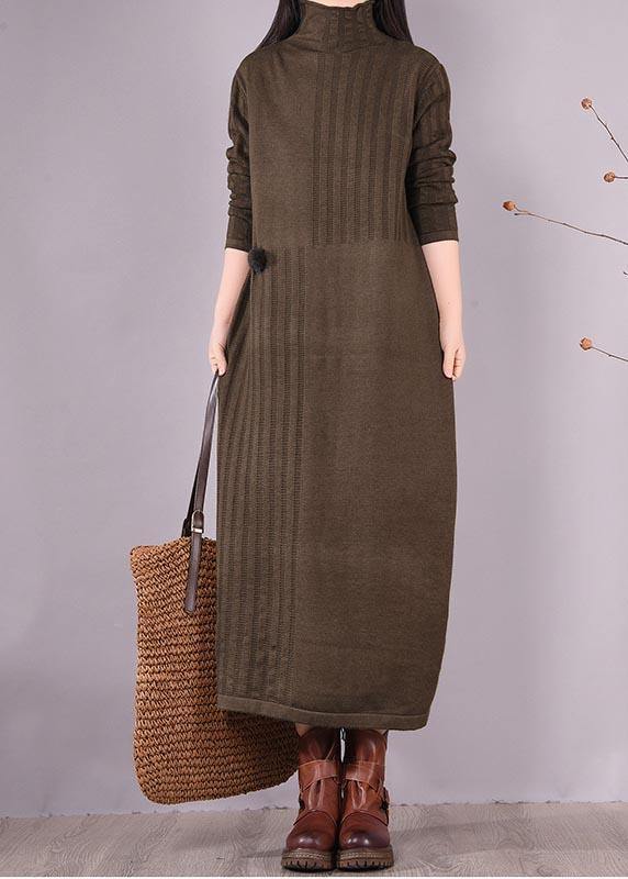 Vivid High Neck Spring Clothes Photography Chocolate Dress