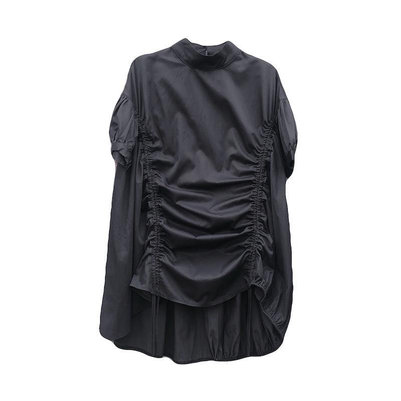 Modern White Dresses O Neck Drawstring Loose Dress