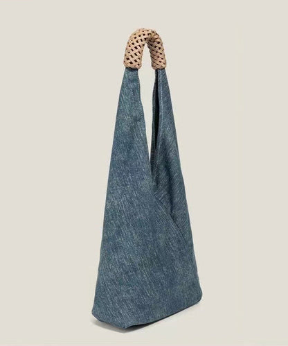Blue Asymmetrical Design Denim Shoulder Bags