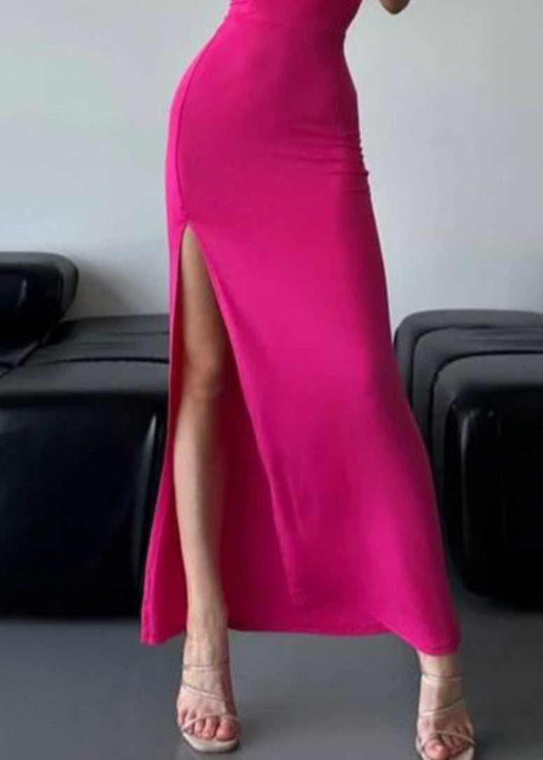 Rose Lace Up Side Open Cotton Spaghetti Strap Dress Sleeveless
