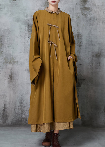 Unique Khaki Oversized Side Open Cotton Two Piece Set Clothing Spring