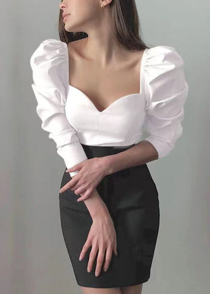 Slim Fit Black Asymmetrical Cotton T Shirt Long Sleeve