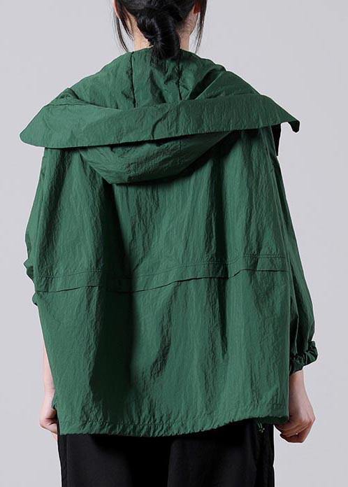 Loose Green Zippered Upf 50+ Coat Jacket Hooded Coat Summer