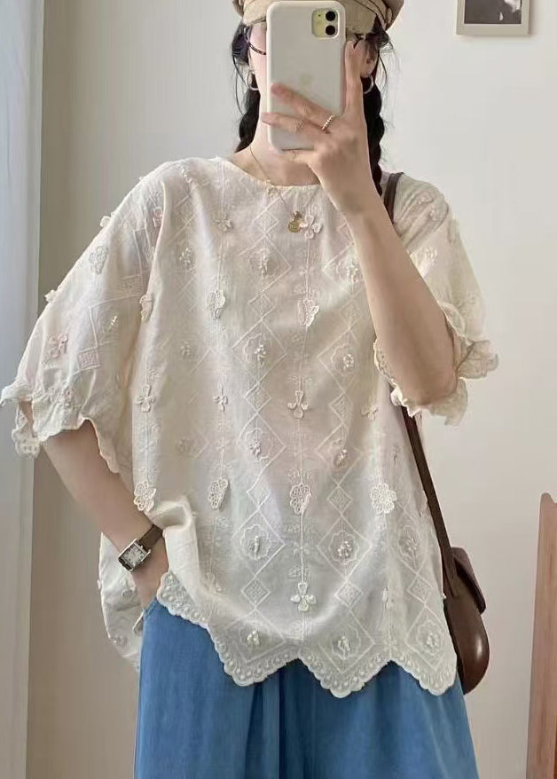 Apricot Oversized Jacquard Cotton Top Summer
