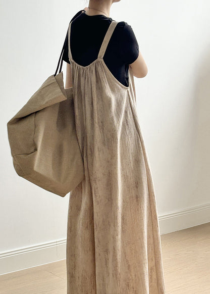 Light Khaki Pockets Jumpsuits Summer