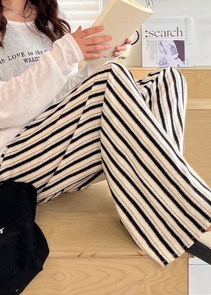 Elastic Waist Print Cotton Straight Pants Summer