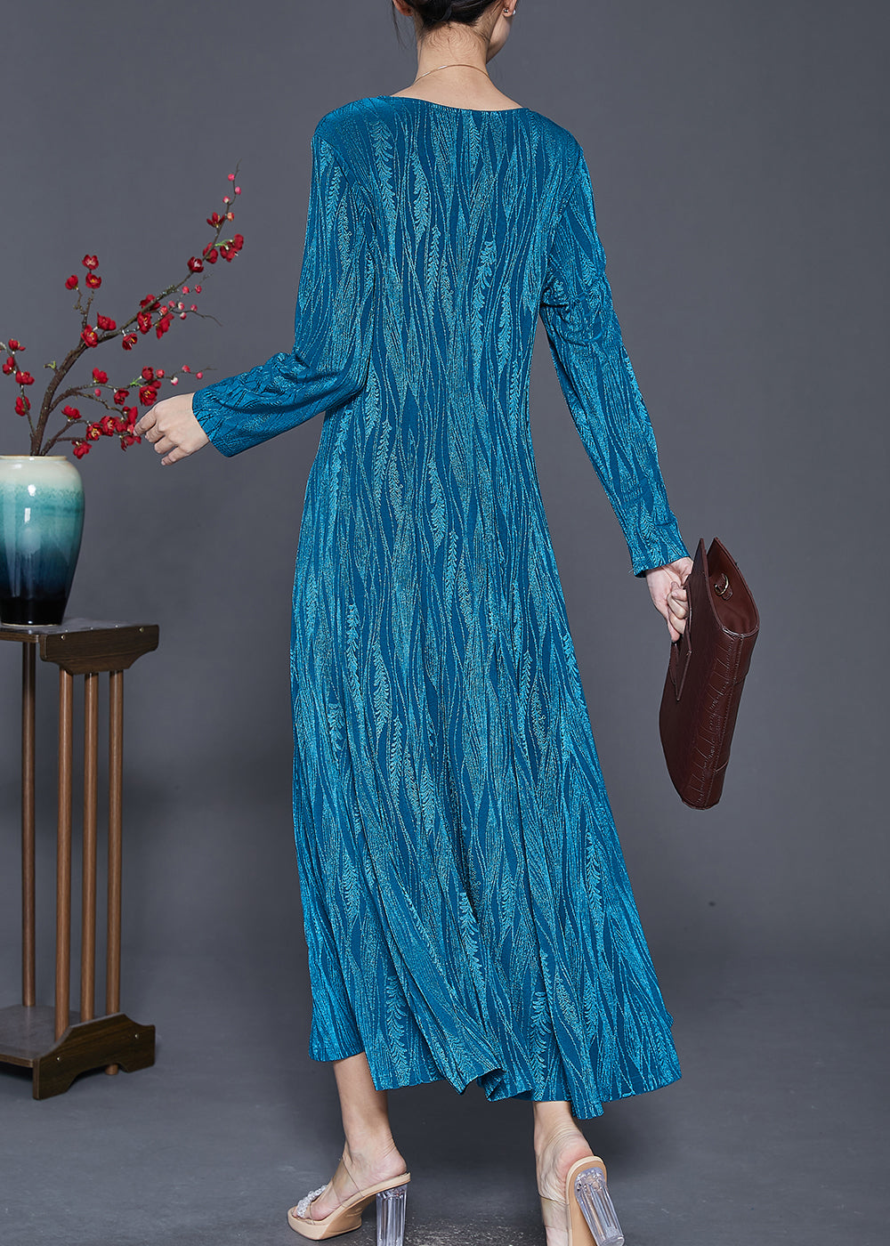 Diy Blue V Neck Exra Large Hem Cotton Vacation Dresses Spring