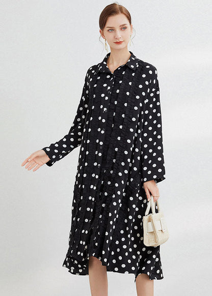 Black Dot Peter Pan Collar Print Shirts Dresses Spring