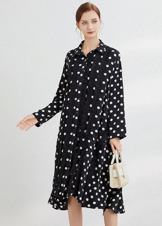 Black Dot Peter Pan Collar Print Shirts Dresses Spring