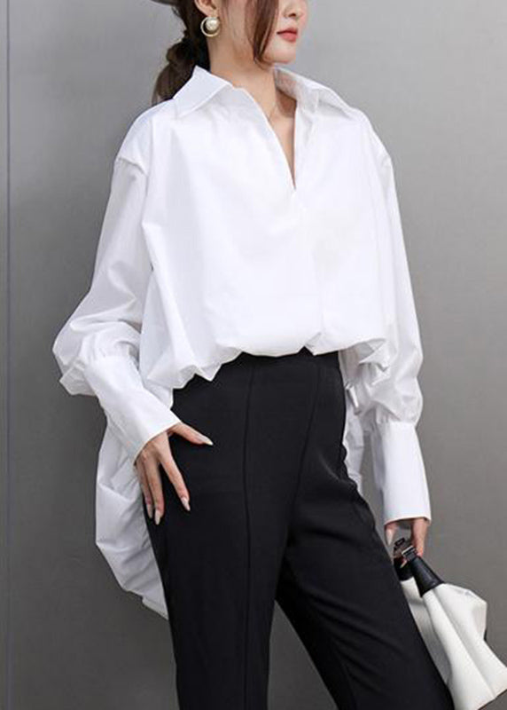 White Peter Pan Collar Shirt Lantern Sleeve