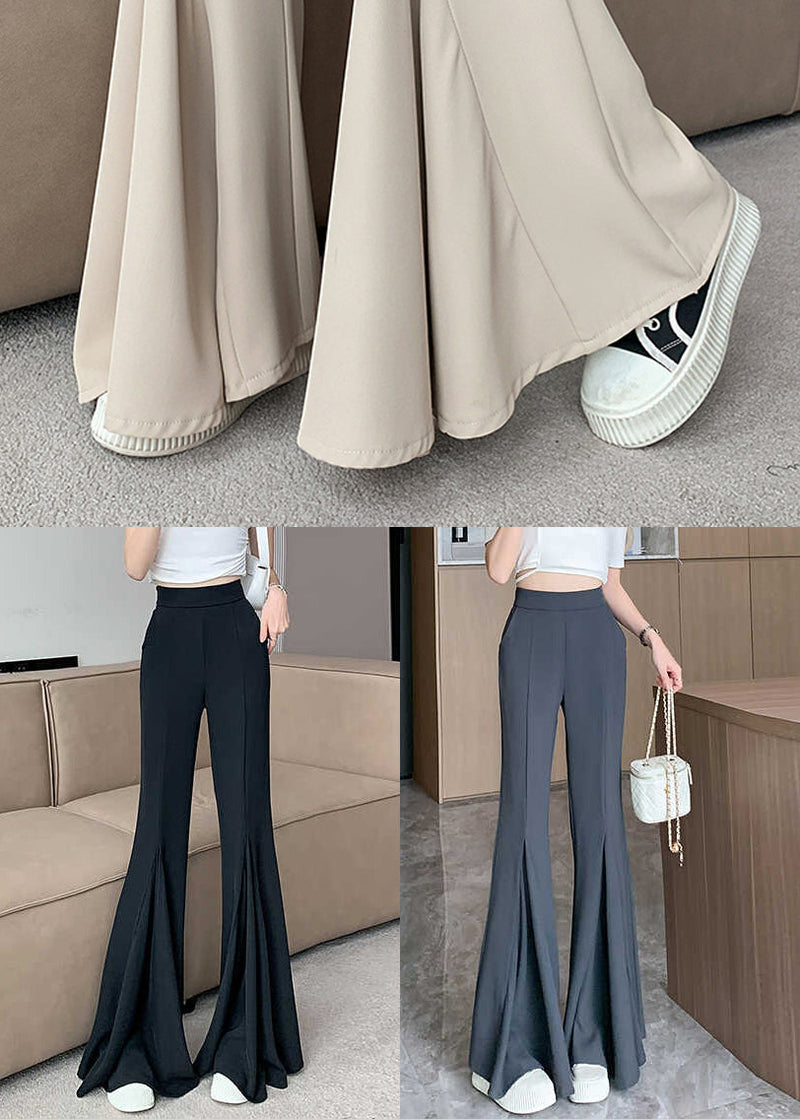 Grey Draping Spandex Flared Trousers Spring